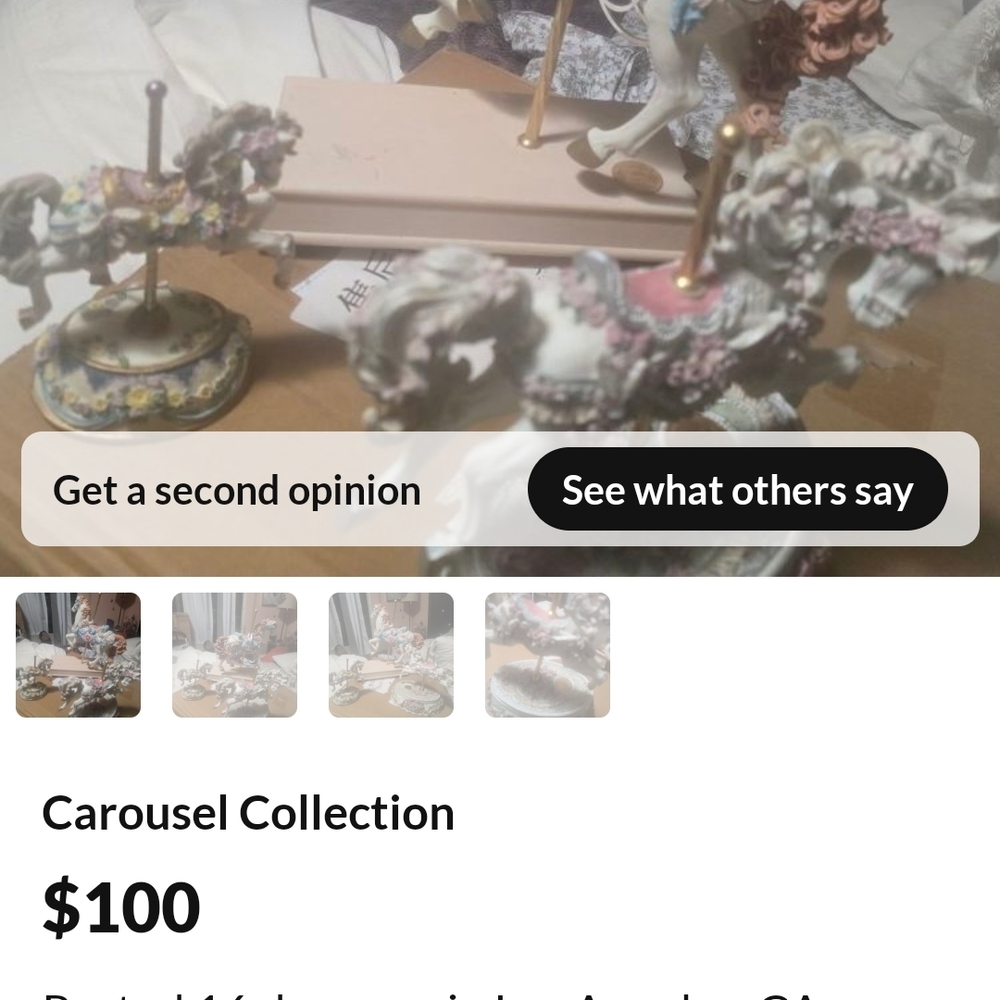 Elegant Carousel Horse Figurine - Pink and White